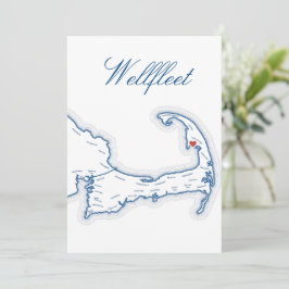 Cape Cod Wellfleet Kaart Bruiloft Tafel Naamkaart
