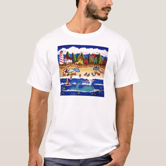 Cape Cod Whale Beach Scène T-shirt (Voorkant)