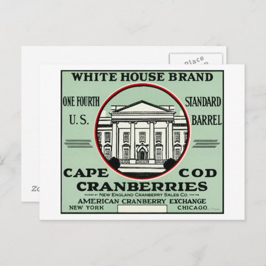 Cape Cod White House Brand Cranberry Label Briefkaart (Voorkant / Achterkant)