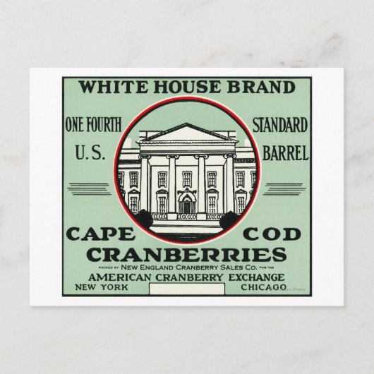 Cape Cod White House Brand Cranberry Label Briefkaart (Voorkant)