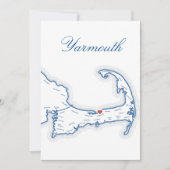 Cape Cod Yarmouth Kaart Bruidstafel Naamkaart (Voorkant)