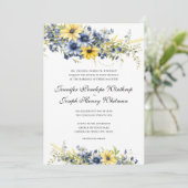 Cape Cod Zomer Blauw Bloemen bruiloft uitnodiging (Staand voorkant)