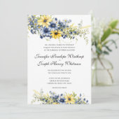 Cape Cod Zomer Blauw Bloemen bruiloft uitnodiging (Staand voorkant)