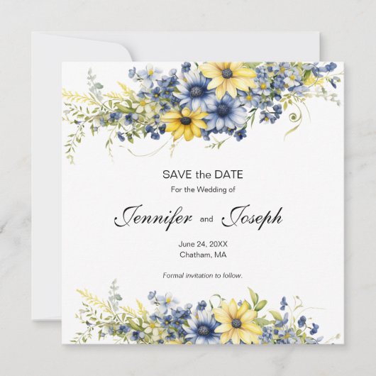 Cape Cod Zomer Bloemenbruiloft Save the Date Kaart (Voorkant)