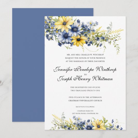 Cape Cod Zomer Tuin Bloemen bruiloft uitnodiging (Voorkant / Achterkant)