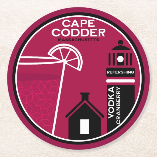 Cape Codder Cocktail Ronde Kartonnen Onderzetter (Voorkant)