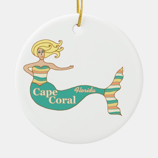 Cape Coral, FL Mermaid Keramisch Ornament (Voorkant)