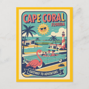 Cape Coral FL Retro jaren 50 Reizen Briefkaart