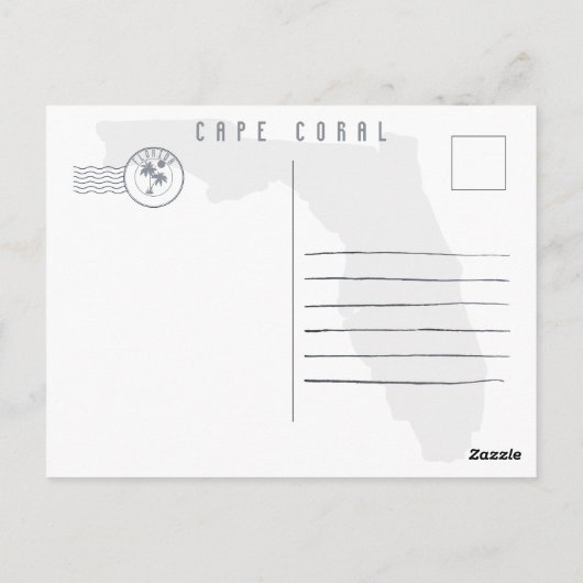 Cape Coral Florida Beach Retro Sunset Souvenirs Briefkaart (Achterkant)