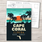 Cape Coral Florida Beach Retro Sunset Souvenirs Briefkaart