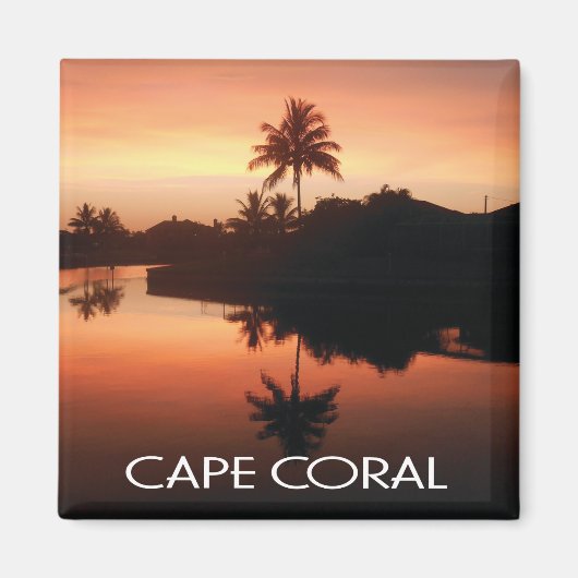 Cape Coral Florida Canal Sunset Magneet (Voorkant)