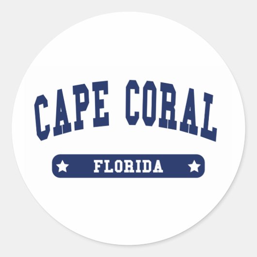 Cape Coral Florida College Style t shirten Ronde Sticker (Voorkant)