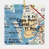 Cape Coral Florida Map Keramisch Ornament (Achterkant)