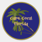 Cape Coral Florida palmboom Ronde Sticker (Voorkant)