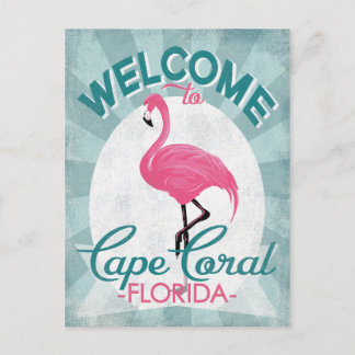 Cape Coral Florida Pink Flamingo Retro Briefkaart