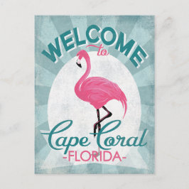 Cape Coral Florida Pink Flamingo Retro Briefkaart