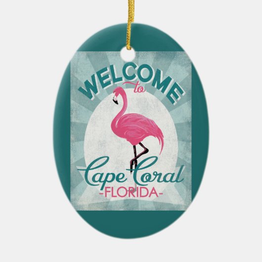 Cape Coral Florida Pink Flamingo Retro Keramisch Ornament (Voorkant)