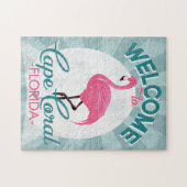 Cape Coral Florida Pink Flamingo Retro Legpuzzel (Horizontaal)