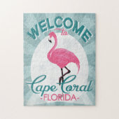 Cape Coral Florida Pink Flamingo Retro Legpuzzel (Verticaal)