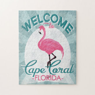 Cape Coral Florida Pink Flamingo Retro Legpuzzel