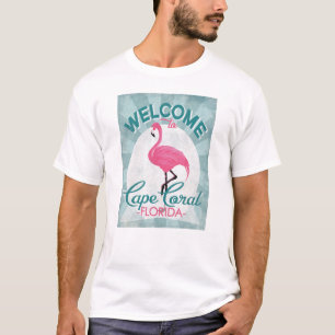 Cape Coral Florida Pink Flamingo Retro T-shirt