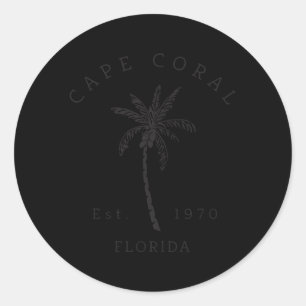 Cape Coral Originele Florida stranden Palm Tree Ronde Sticker