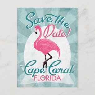 Cape Coral sparen de Datum roze Flamingo Aankondigingskaart