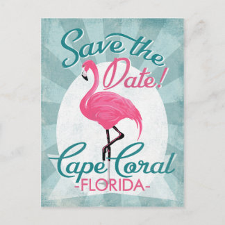 Cape Coral sparen de Datum roze Flamingo Aankondigingskaart