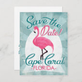 Cape Coral sparen de Datum roze Flamingo Aankondigingskaart (Voorkant / Achterkant)