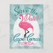 Cape Coral sparen de Datum roze Flamingo Aankondigingskaart (Voorkant)