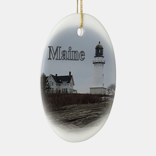 Cape Elizabeth Lighthouse Keramisch Ornament (Rechts)