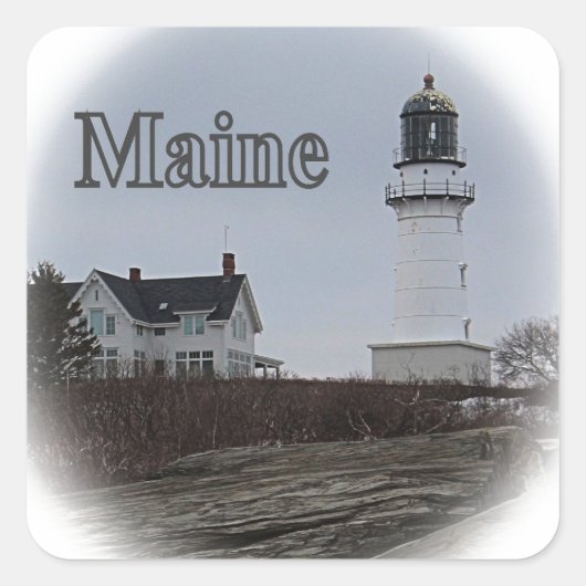 Cape Elizabeth Lighthouse Vierkante Sticker (Voorkant)