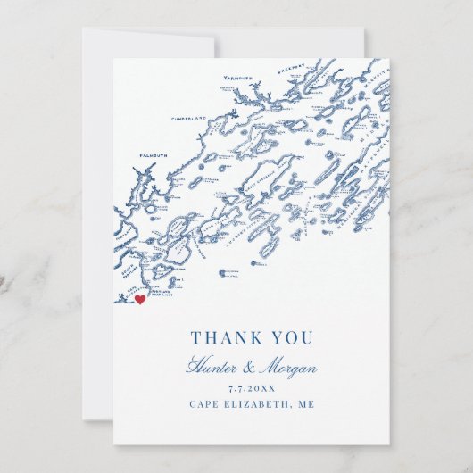 Cape Elizabeth Maine bruiloft flat dank u kaart (Voorkant)