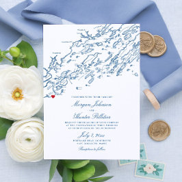 Cape Elizabeth Maine Elegant Marine Kaart Bruiloft