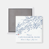 Cape Elizabeth Maine Kaart Elegant Trouwgunst Magneet (Voorkant / Achterkant)