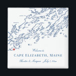 Cape Elizabeth Maine Kaart Elegant Trouwgunst Magneet<br><div class="desc">Snel en makkelijk bestellen! Deze Cape Elizabeth, Maine kaart-huwelijksmagneten zijn perfect om uw gasten van buiten de stad te verwelkomen met welkomsttasjes, of personaliseer ze voor uw huwelijksfeest. Perfect voor huwelijken bij Purpoodock Club of Inn by the Sea. Verplaats het hart door op "Bewerken met ontwerptools" onder "Personaliseer" te klikken....</div>