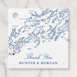 Cape Elizabeth Maine Kaart Navy Blue Bruiloft Bedankjes Labels