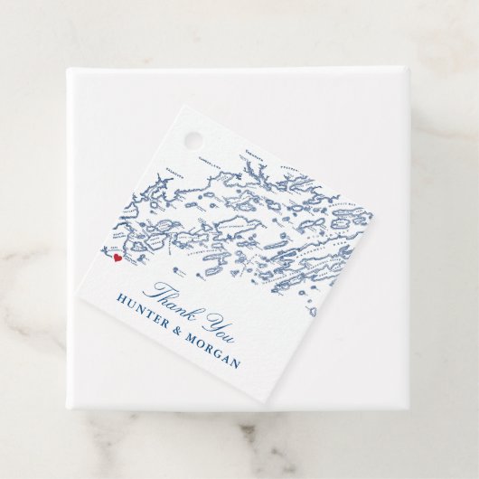 Cape Elizabeth Maine Kaart Navy Blue Bruiloft Bedankjes Labels (In situ)