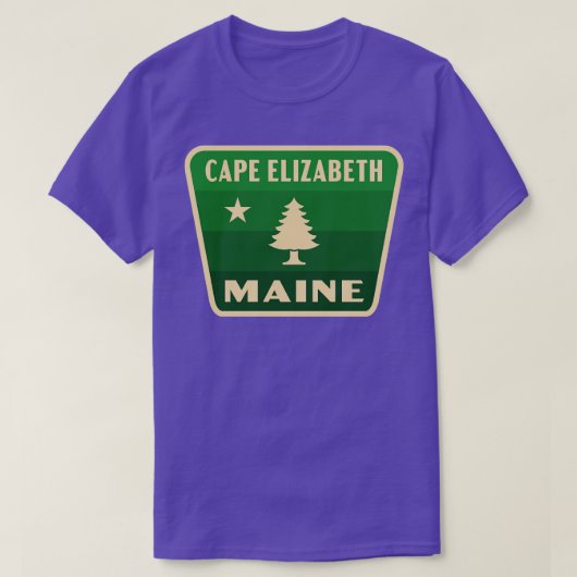 Cape Elizabeth Maine Retro Pine Tree Badge Groen T-shirt (Design voorkant)