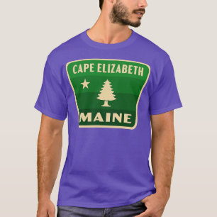 Cape Elizabeth Maine Retro Pine Tree Badge Groen T-shirt