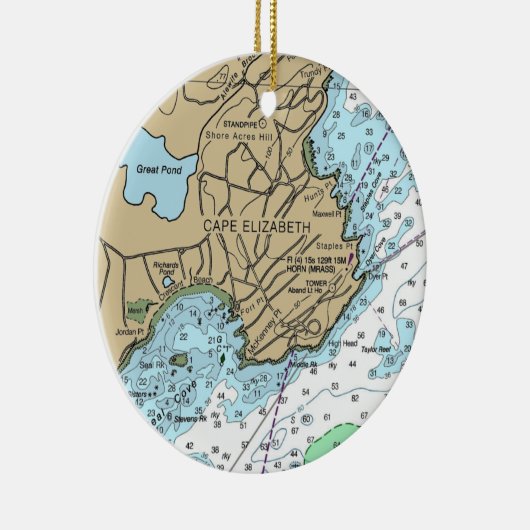 Cape Elizabeth ME Chart Keramisch Ornament (Rechts)