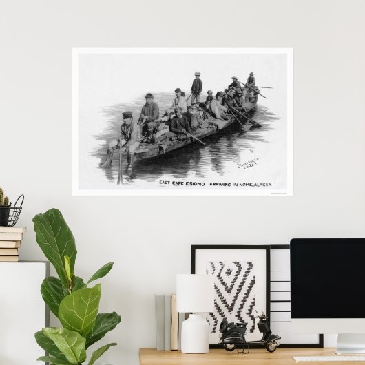 Cape Eskimos Arriving Nome AK 1910 Poster (Thuiskantoor)