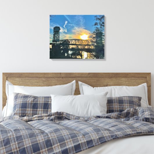 Cape Fear Memorial Bridge Wilmington NC Canvas Afdruk (Insitu (Slaapkamer))