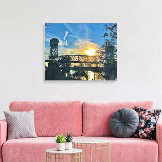 Cape Fear Memorial Bridge Wilmington NC Canvas Afdruk (Insitu (Woonkamer))