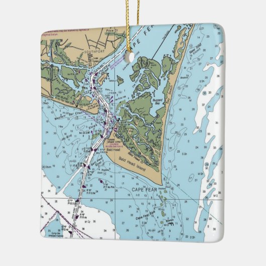 Cape Fear NC Chart Keramisch Ornament (Links)