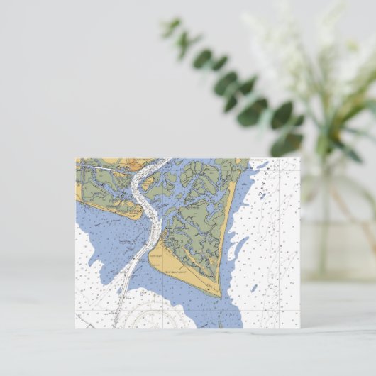Cape Fear, NC Nautical Chart Briefkaart (Staand voorkant)