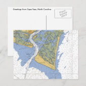 Cape Fear, NC Nautical Chart Briefkaart (Voorkant / Achterkant)