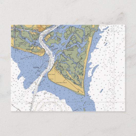 Cape Fear, NC Nautical Chart Briefkaart (Voorkant)
