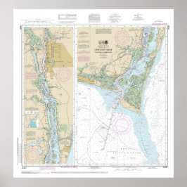 Cape Fear River nautische kaart 11537 Poster
