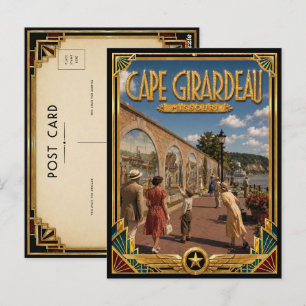 Cape Girardeau Missouri Vintage Art Deco Goud Briefkaart